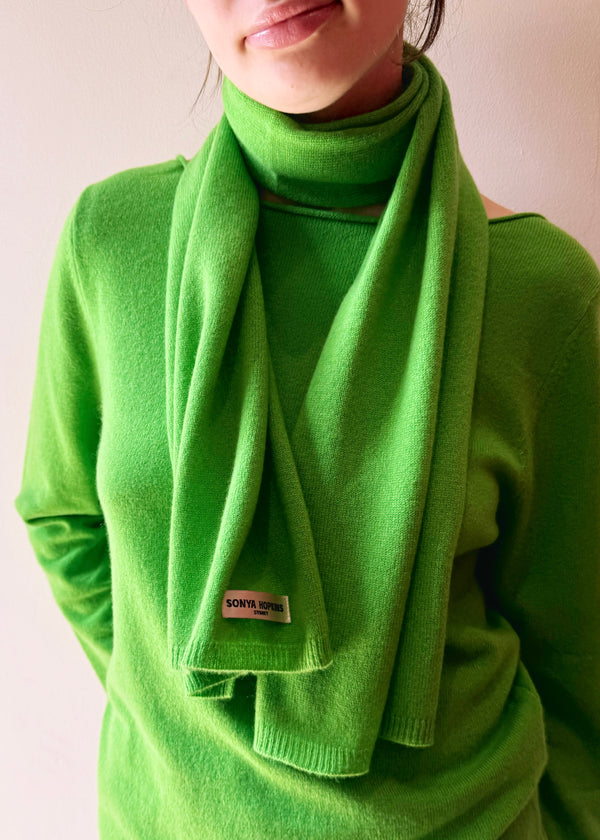 Sonya Hopkins 100% pure cashmere cashmere scarf in bright green
