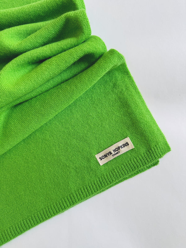 Sonya Hopkins 100% pure cashmere cashmere scarf in bright green