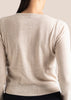 Sonya Hopkins 100% pure cashmere crew cardigan in pale marle beige