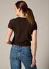 Sonya Hopkins 100% cashmere tiny t-shirt in dark marle brown
