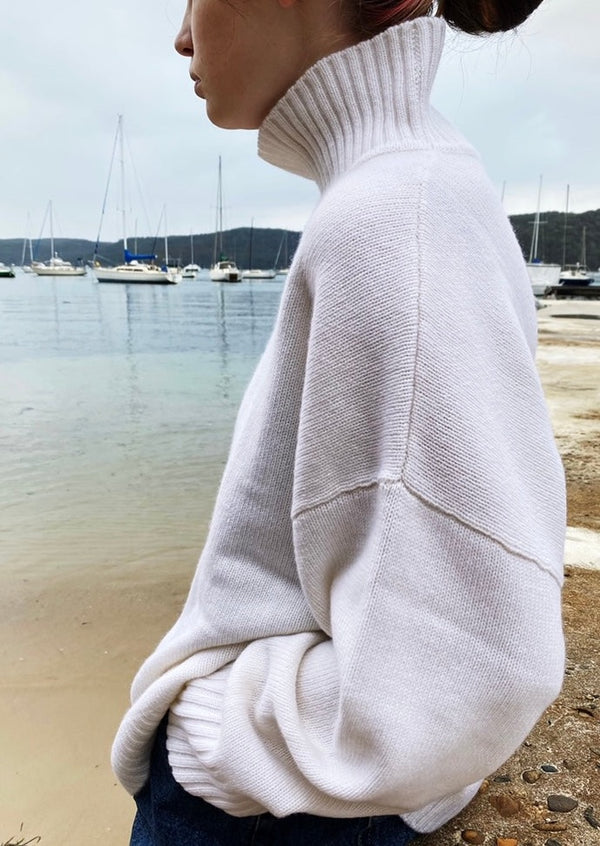 Sonya Hopkins cashmere turtleneck in winter white