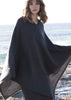 Sonya Hopkins 100% pure cashmere large poncho in dark charcoal marle grey