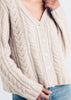 Sonya Hopkins pure cashmere Cashmere Elouise Cable knit Cardigan in pale marle beige