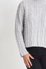 Sonya Hopkins 100% cashmere chunky hand knit cable in pale marle grey