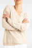 Sonya Hopkins 100% cashmere v neck in pale marle beige