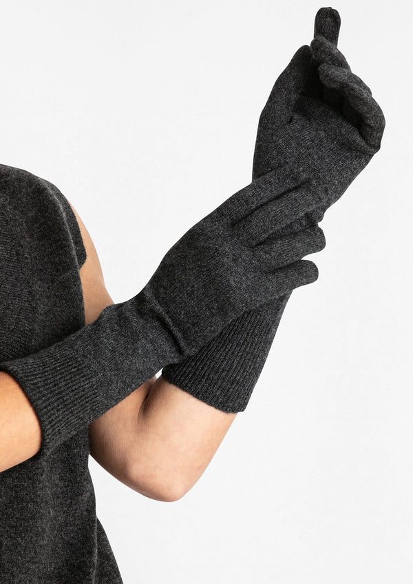 Sonya Hopkins Cashmere Gloves in Dark Charcoal
