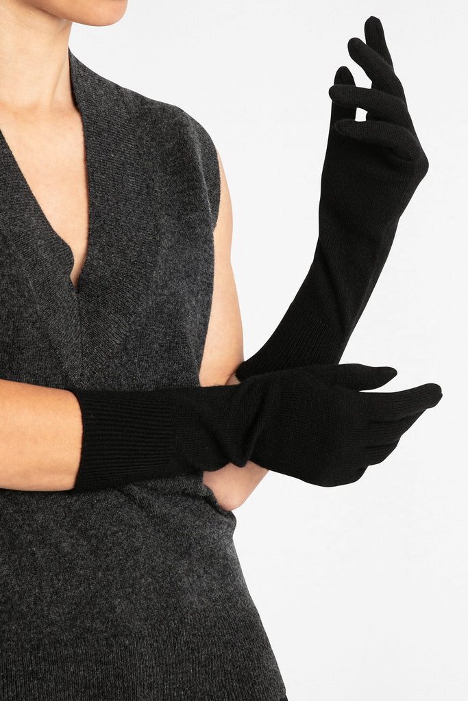 Sonya Hopkins pure cashmere gloves in black