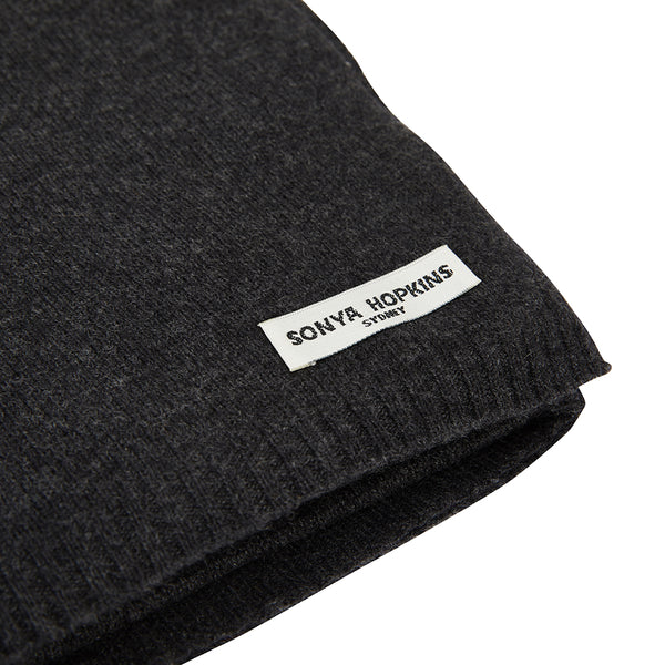 Sonya Hopkins pure cashmere scarf in dark charcoal grey