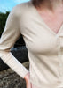 Sonya Hopkins 100% pure Italian mercerised cotton V cardigan in light beige