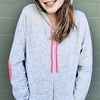 Cashmere Kids Hoody in Pale Marle Grey with Neon Pink - sonyahopkins.com