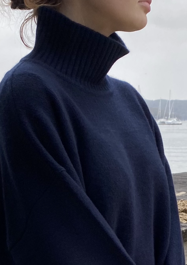 Sonya Hopkins 100% cashmere oversized Sunday knit turtleneck in ink