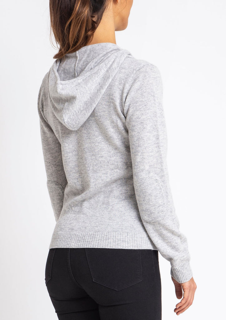 Sonya Hopkins 100% pure cashmere women's hoody in pale marle grey