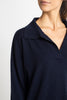 Sonya Hopkins 100% cashmere relaxed fit polo knit in dark navy or ink