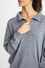 Sonya Hopkins 100% cashmere relaxed fit polo knit in charcoal marle grey