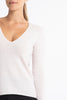 Sonya Hopkins Megan v-neck is a relaxed fit 4ply pure cashmere sweater in blush
