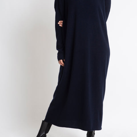 Sonya Hopkins 100% cashmere knitted jumper dress in dark Ink
