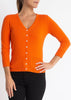 Sonya Hopkins 55% silk 45% cashmere v-neck cardigan in orange