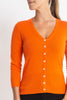 Sonya Hopkins 55% silk 45% cashmere v-neck cardigan in orange