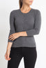 Sonya Hopkins 55% silk 45% cashmere crew cardigan in charcoal grey