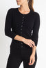 Sonya Hopkins 55% silk 45% cashmere crew cardigan in classic black