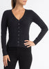 Sonya Hopkins 55% silk 45% cashmere Elizabeth v-neck cardigan in dark charcoal grey