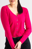 Sonya Hopkins 100% pure cashmere v cardigan in brilliant hot pink