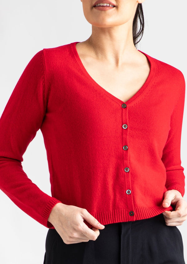 Sonya Hopkins 100% pure cashmere v cardigan in red