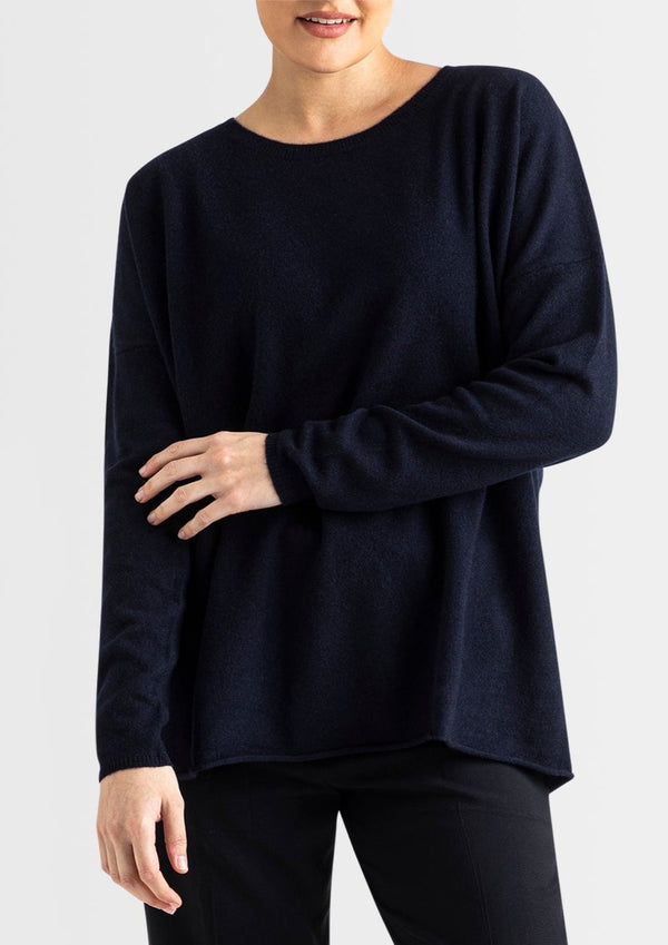 Sonya Hopkins 100% pure cashmere oversized knit in dark ink navy