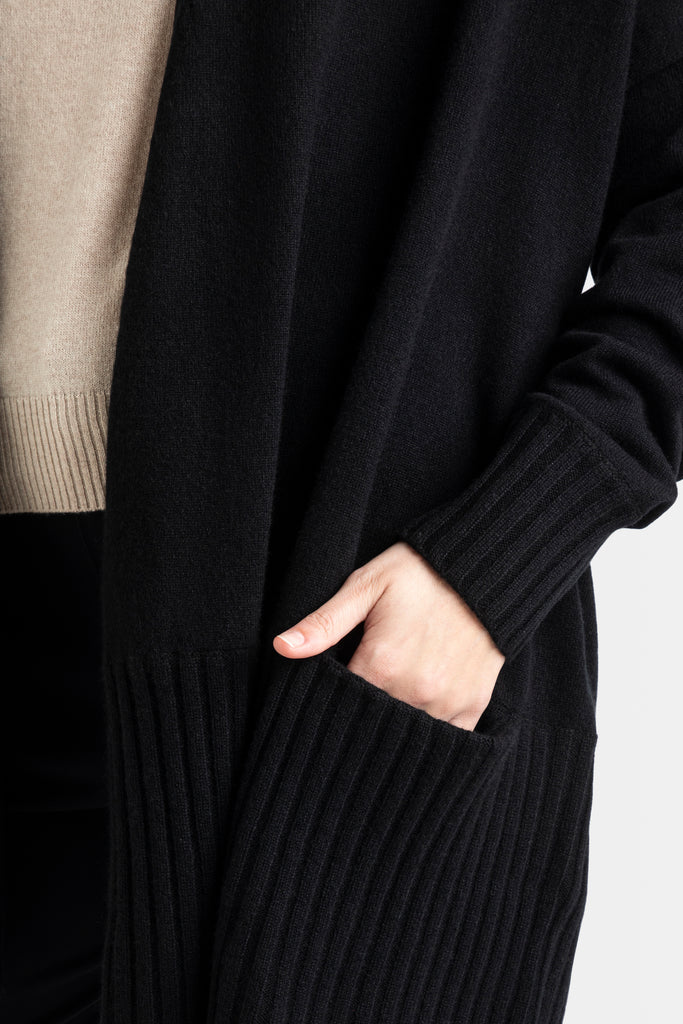 Sonya Hopkins 100% cashmere draped cardigan in black