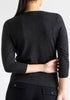 Sonya Hopkins 55% silk 45% cashmere v-neck cardigan in dark charcoal marle grey